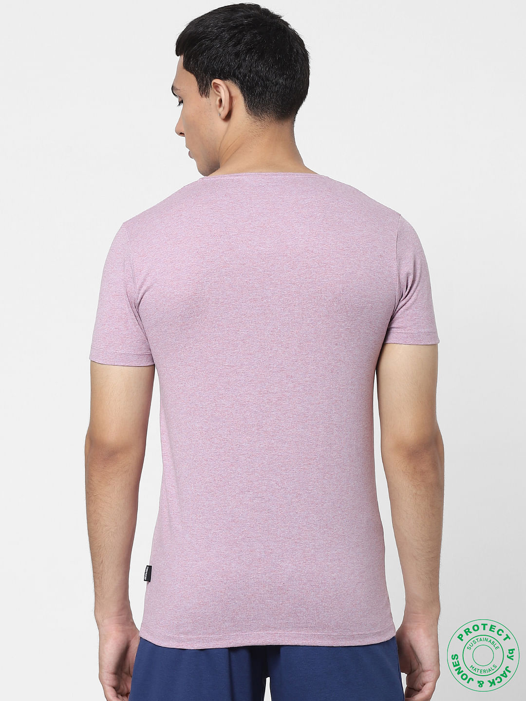Purple & Black V Neck T-shirts - Pack of 2