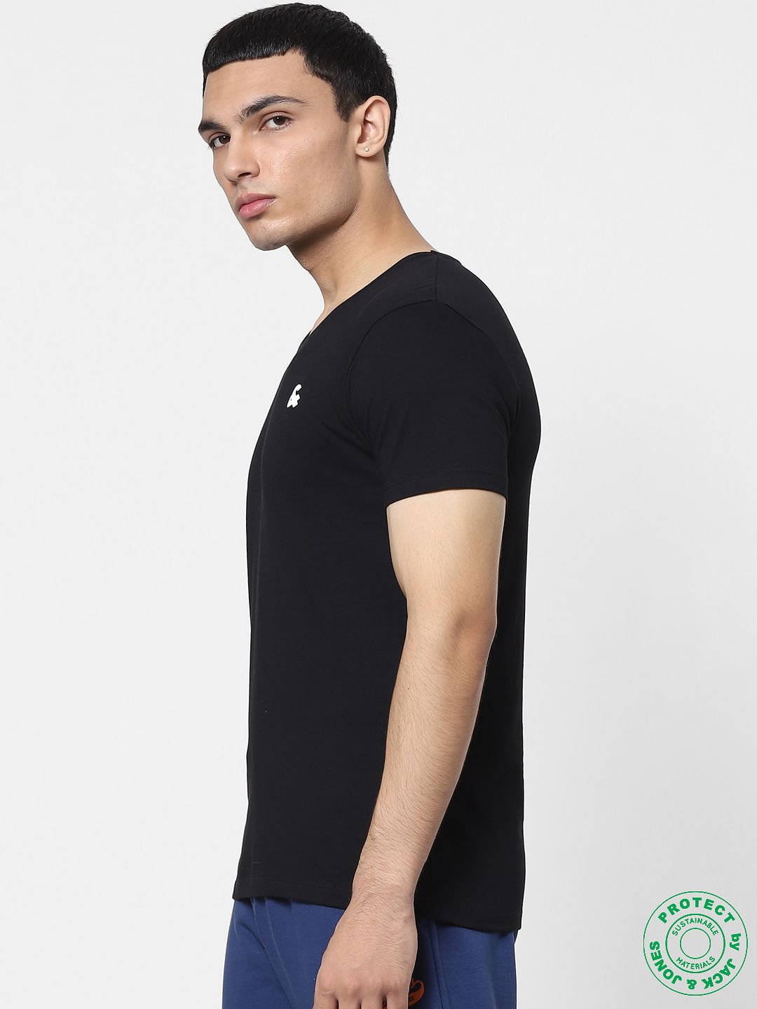 Purple & Black V Neck T-shirts - Pack of 2