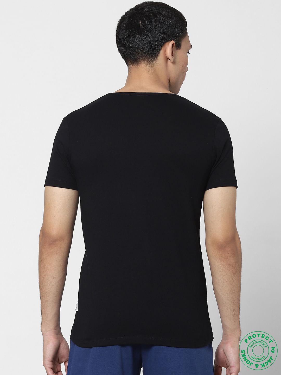 Purple & Black V Neck T-shirts - Pack of 2