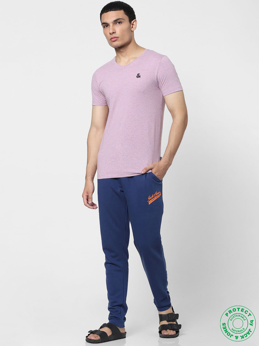 Purple & Black V Neck T-shirts - Pack of 2
