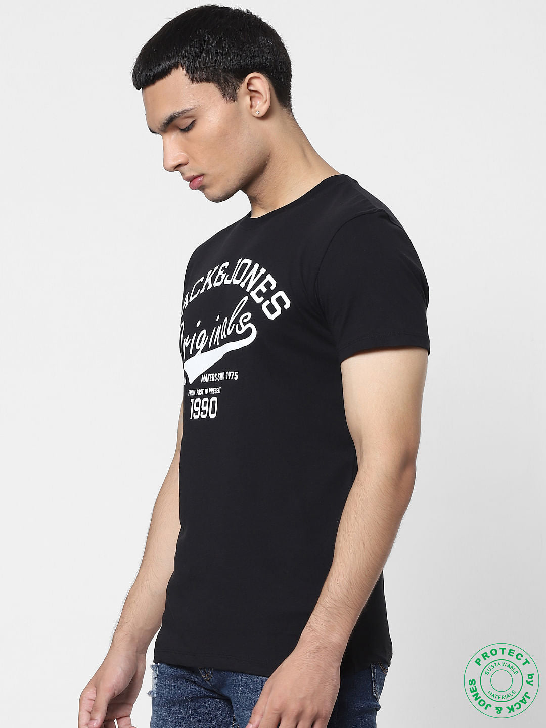 Black Logo Print Crew Neck T-shirt