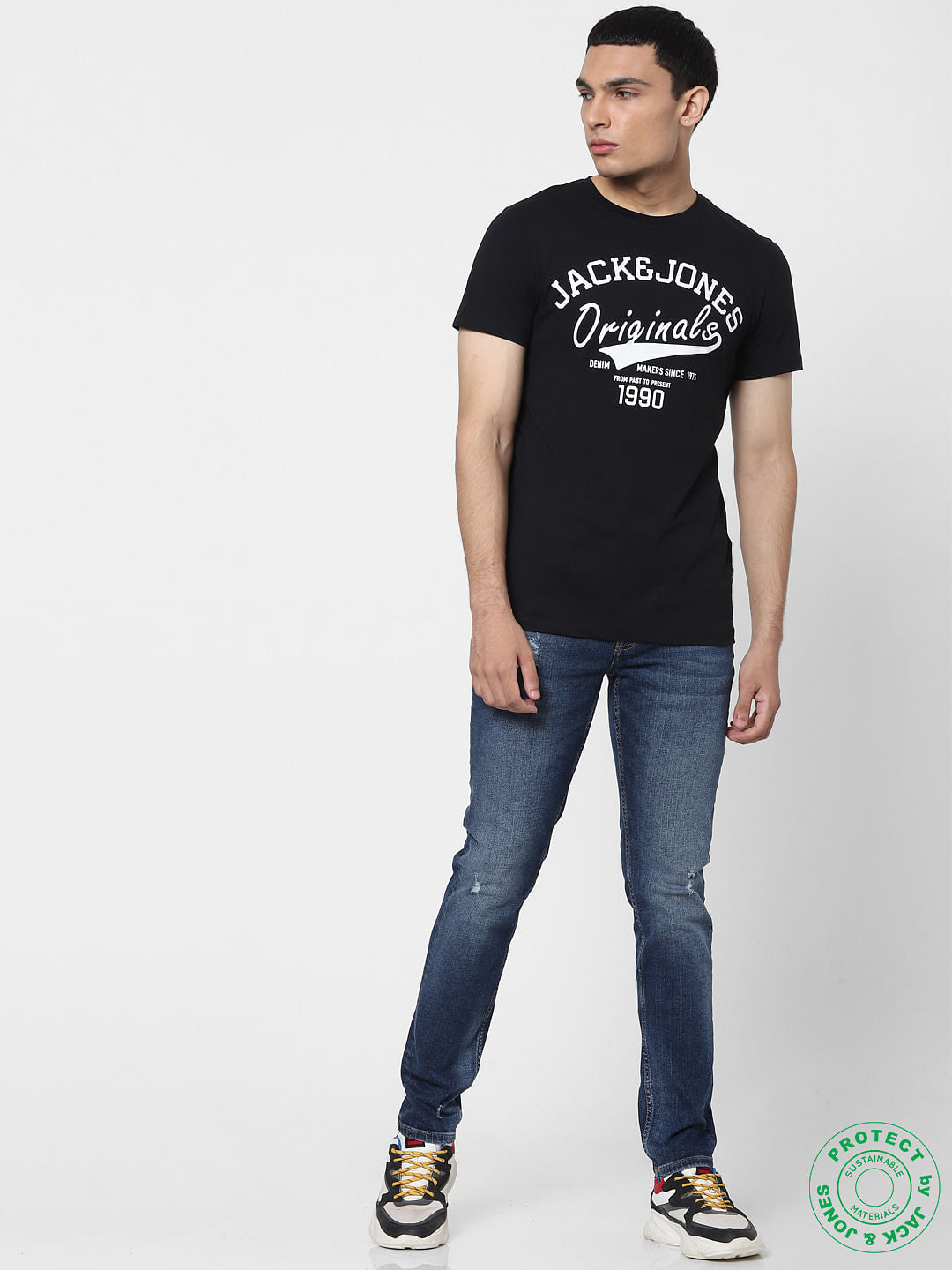Black Logo Print Crew Neck T-shirt