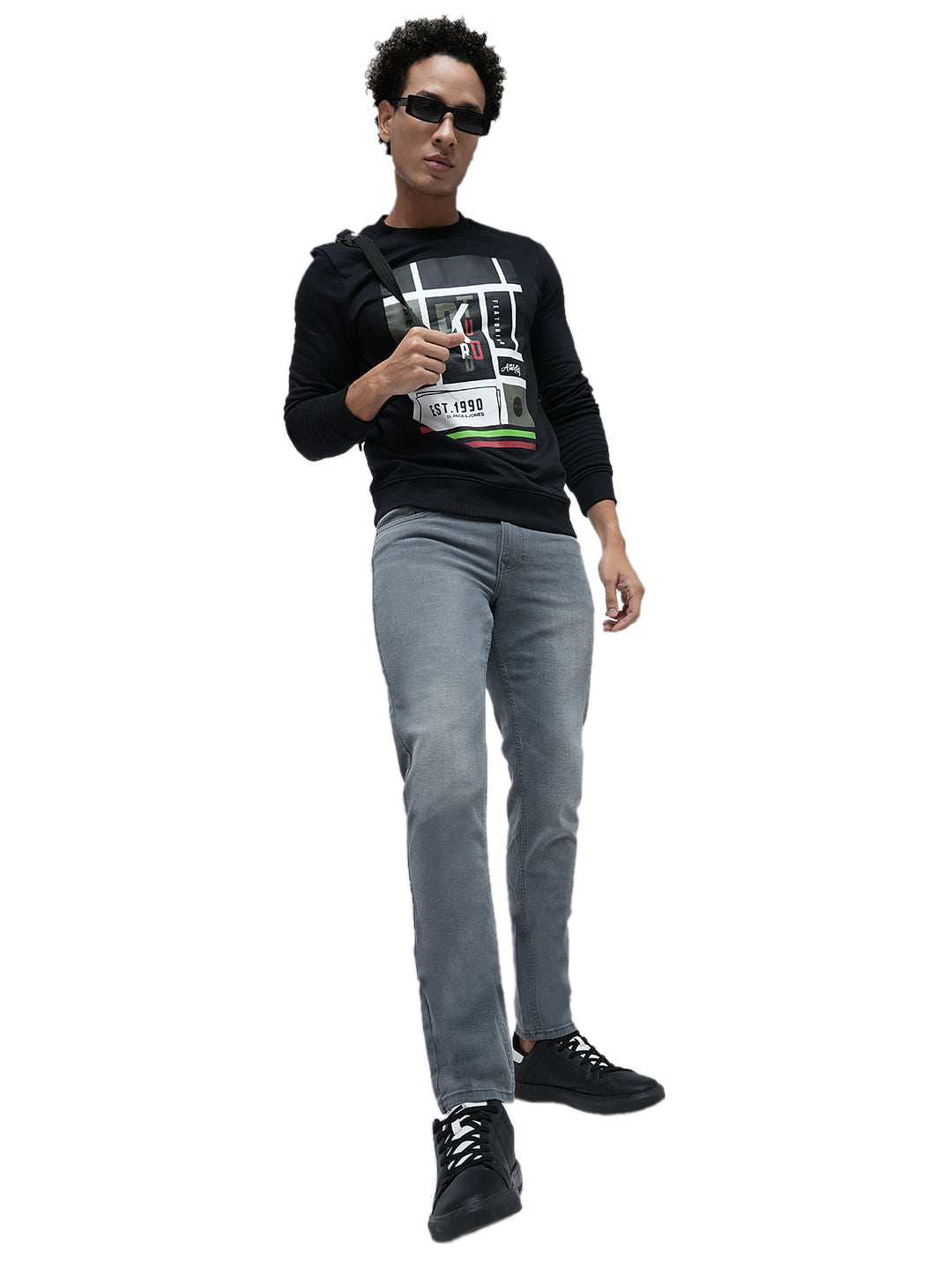 PRODUKT by JACK&JONES Light Grey Mid Rise Washed Slim Fit Jeans - 28