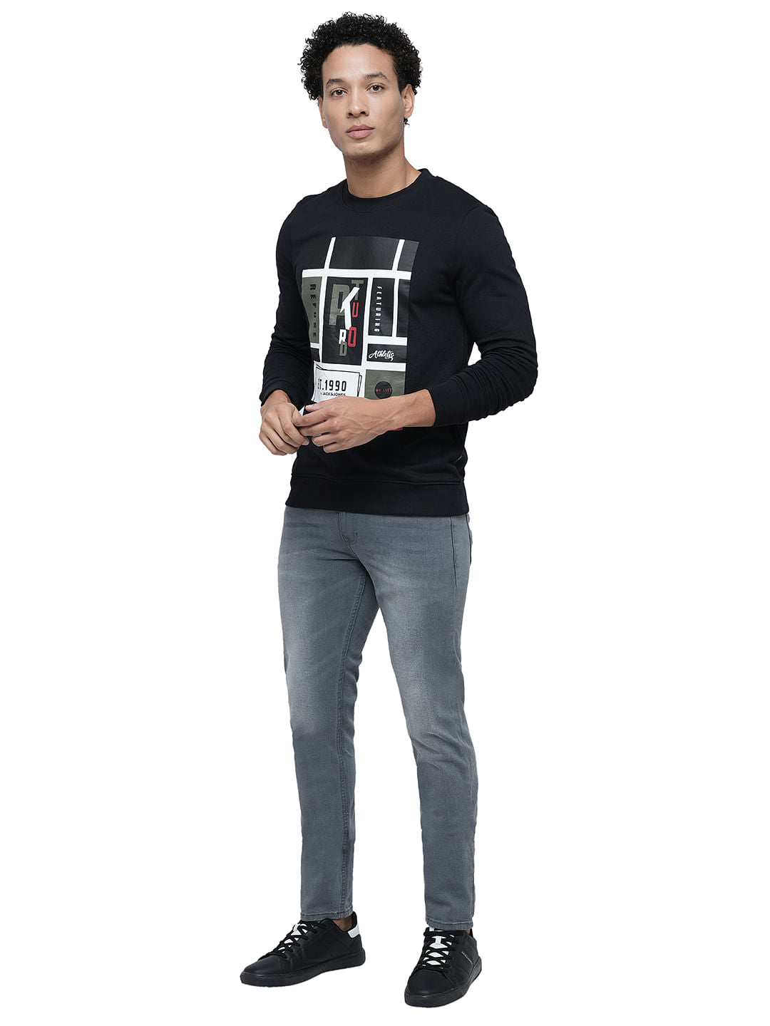 PRODUKT by JACK&JONES Light Grey Mid Rise Washed Slim Fit Jeans