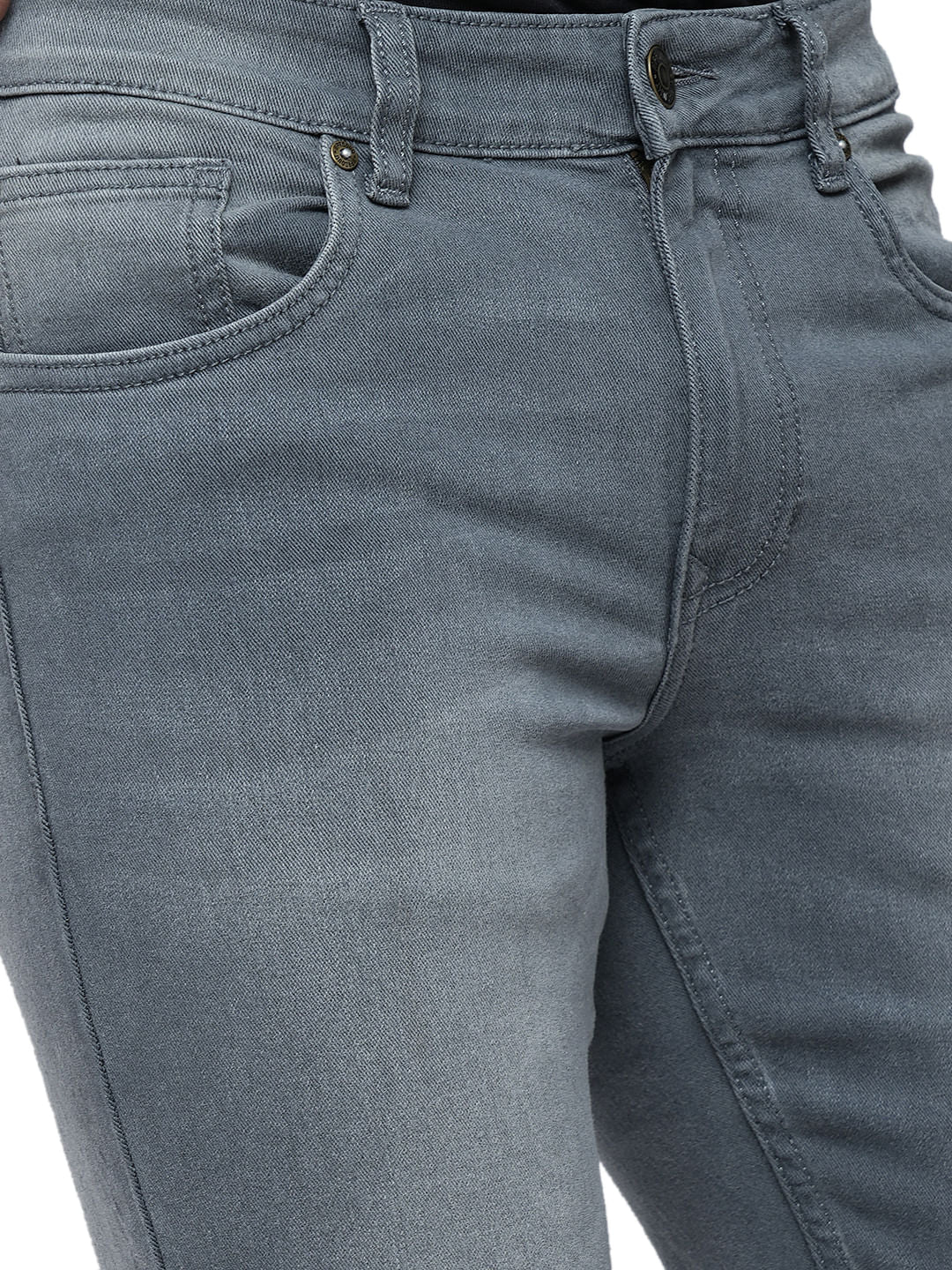 PRODUKT by JACK&JONES Light Grey Mid Rise Washed Slim Fit Jeans