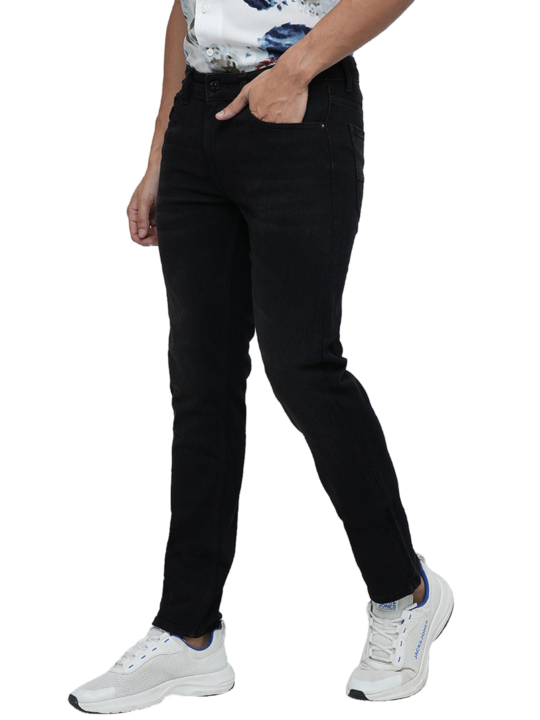 PRODUKT by JACK&JONES Black Mid Rise Slim Fit Jeans