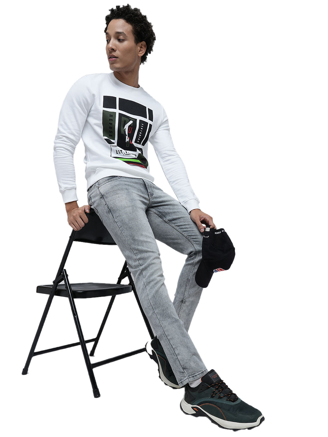 PRODUKT by JACK&JONES Light Grey Mid Rise Washed Slim Fit Jeans