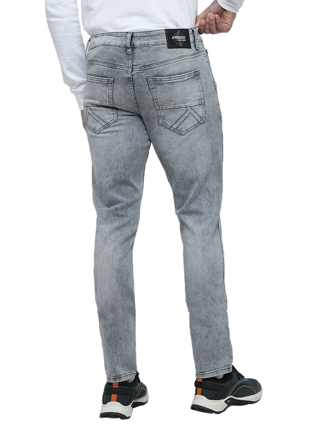 PRODUKT by JACK&JONES Light Grey Mid Rise Washed Slim Fit Jeans