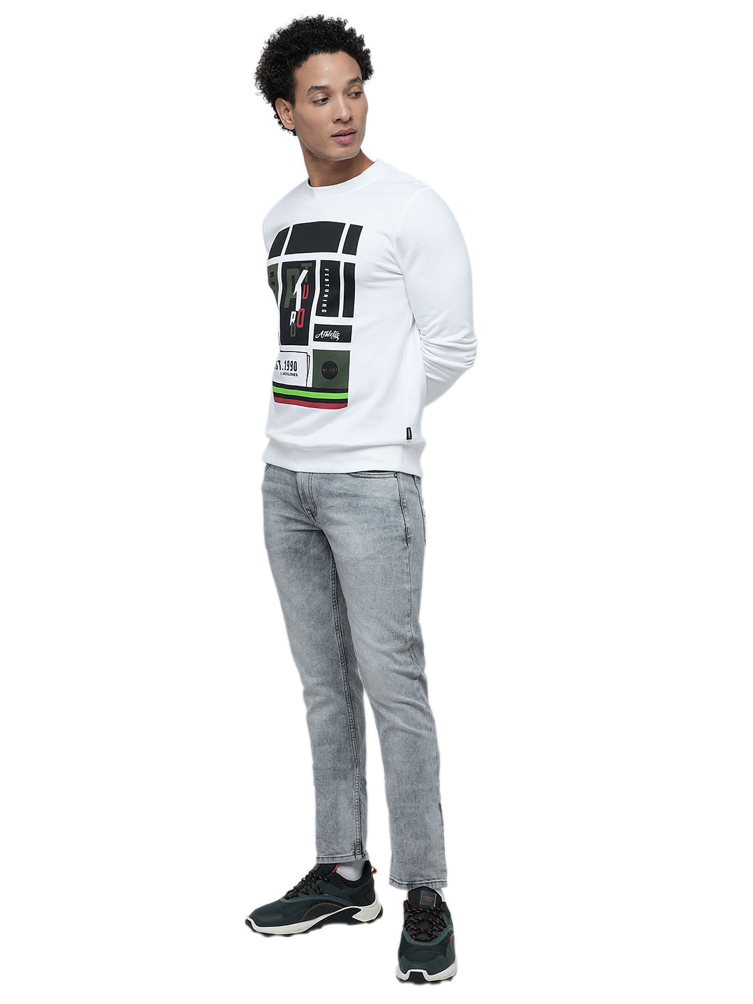 PRODUKT by JACK&JONES Light Grey Mid Rise Washed Slim Fit Jeans