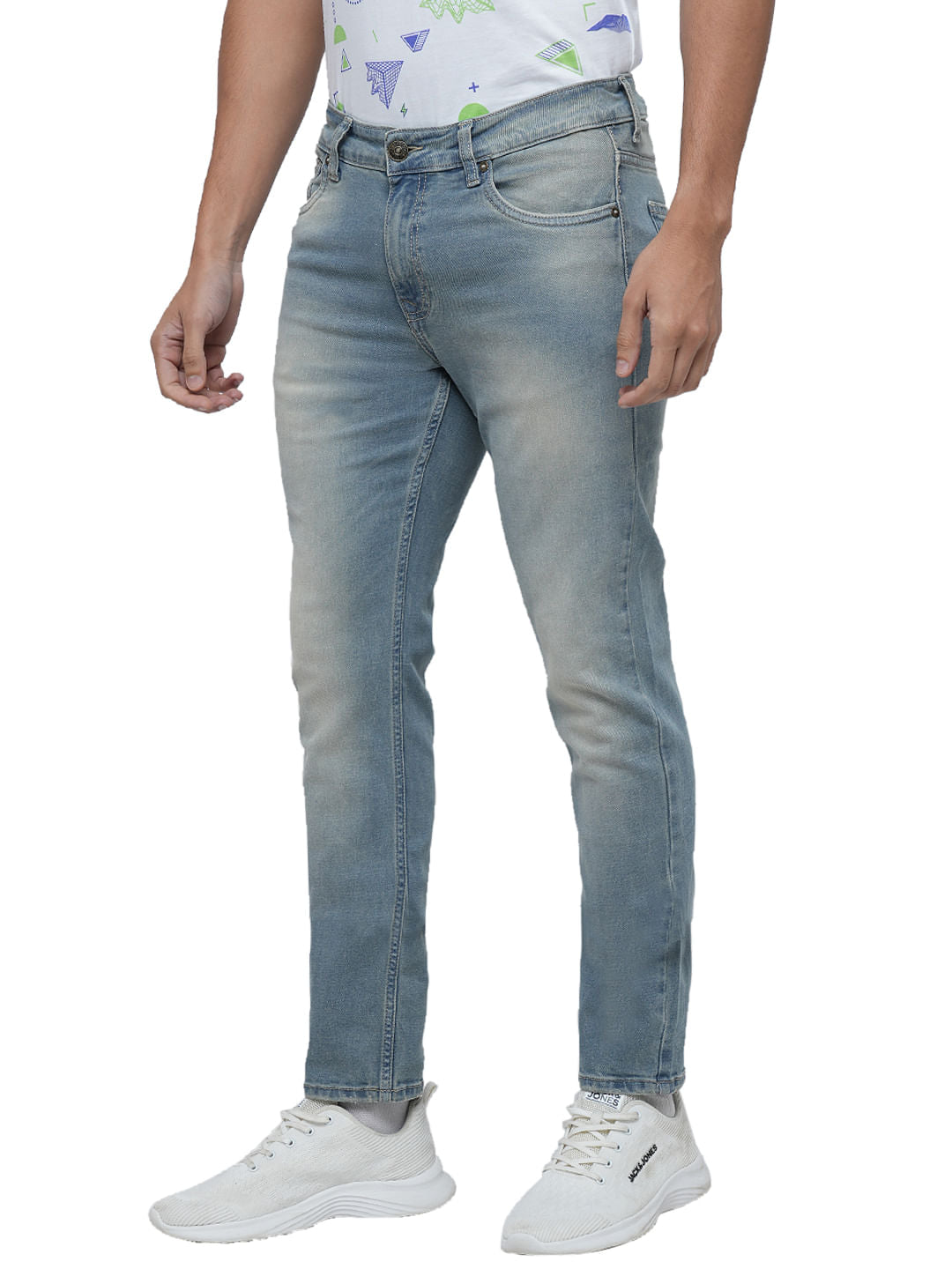 PRODUKT by JACK&JONES Light Blue Mid Rise Washed Slim Fit Jeans