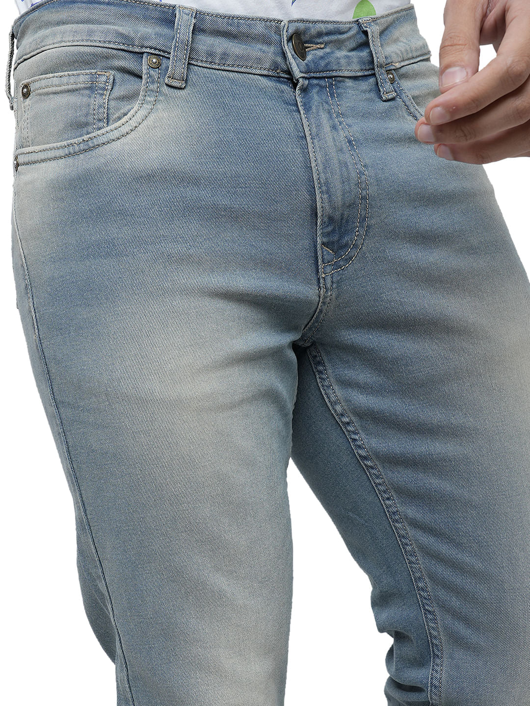 PRODUKT by JACK&JONES Light Blue Mid Rise Washed Slim Fit Jeans