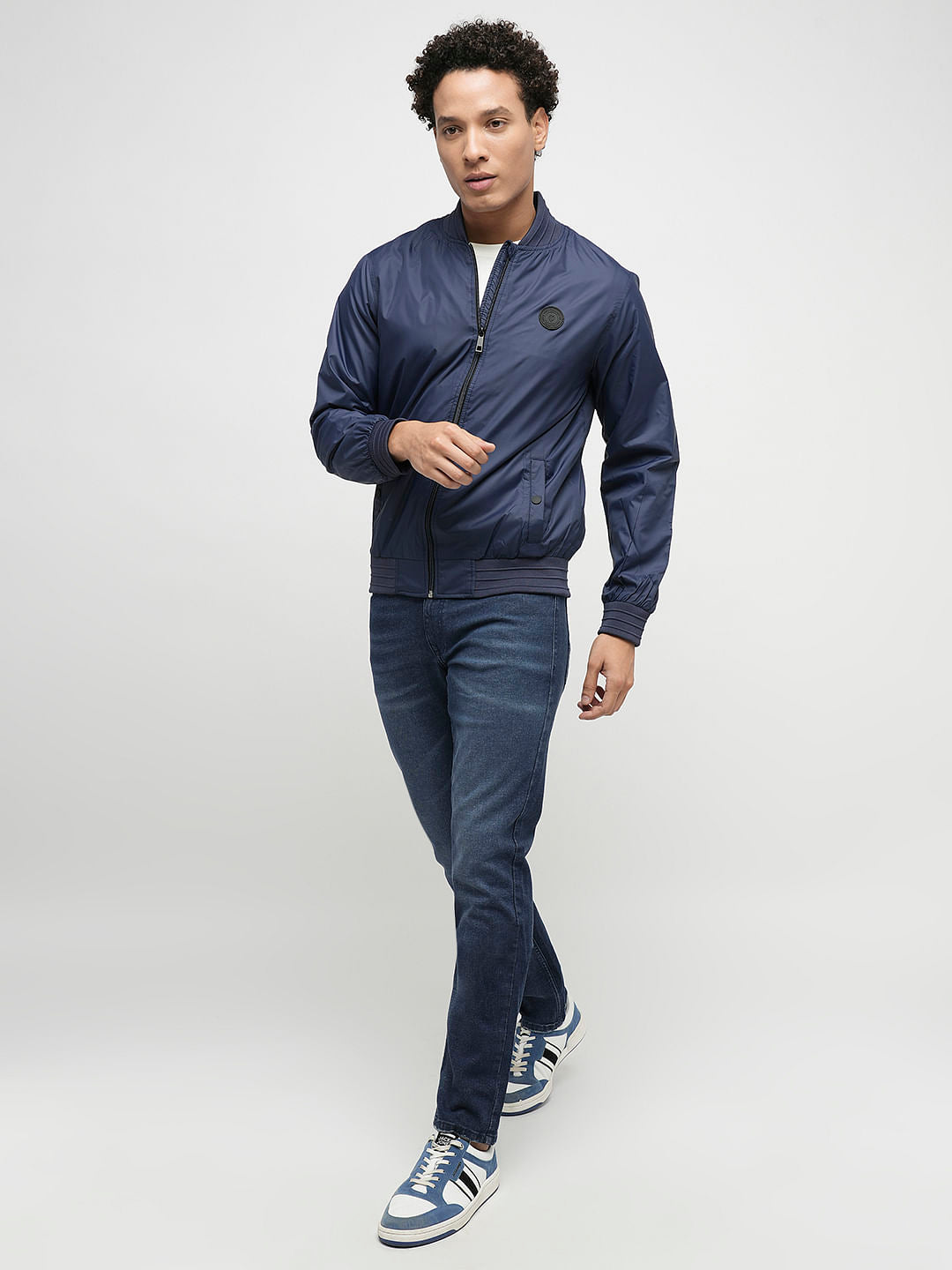 PRODUKT by JACK&JONES Blue Mid Rise Washed Slim Fit Jeans