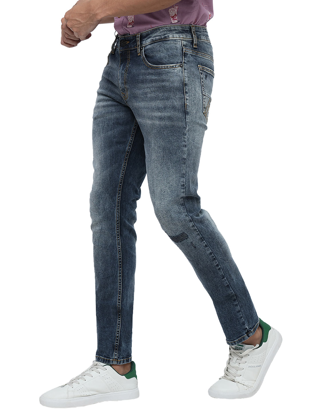 PRODUKT by JACK&JONES Blue Mid Rise Washed Slim Fit Jeans