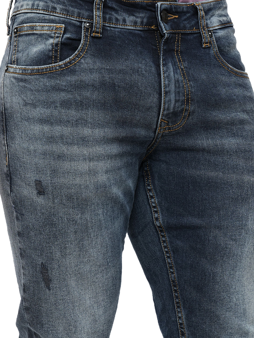 PRODUKT by JACK&JONES Blue Mid Rise Washed Slim Fit Jeans