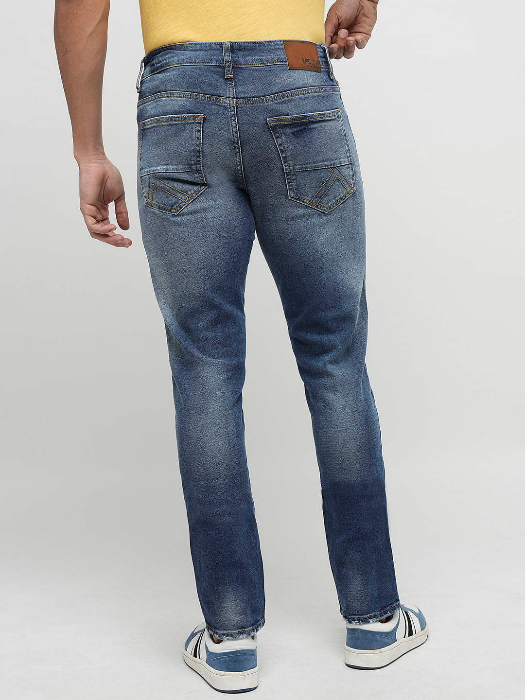 PRODUKT by JACK&JONES Blue Mid Rise Washed Slim Fit Jeans