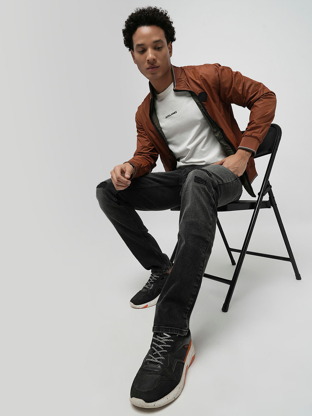 PRODUKT by JACK&JONES Black Mid Rise Distressed Slim Fit Jeans - 28