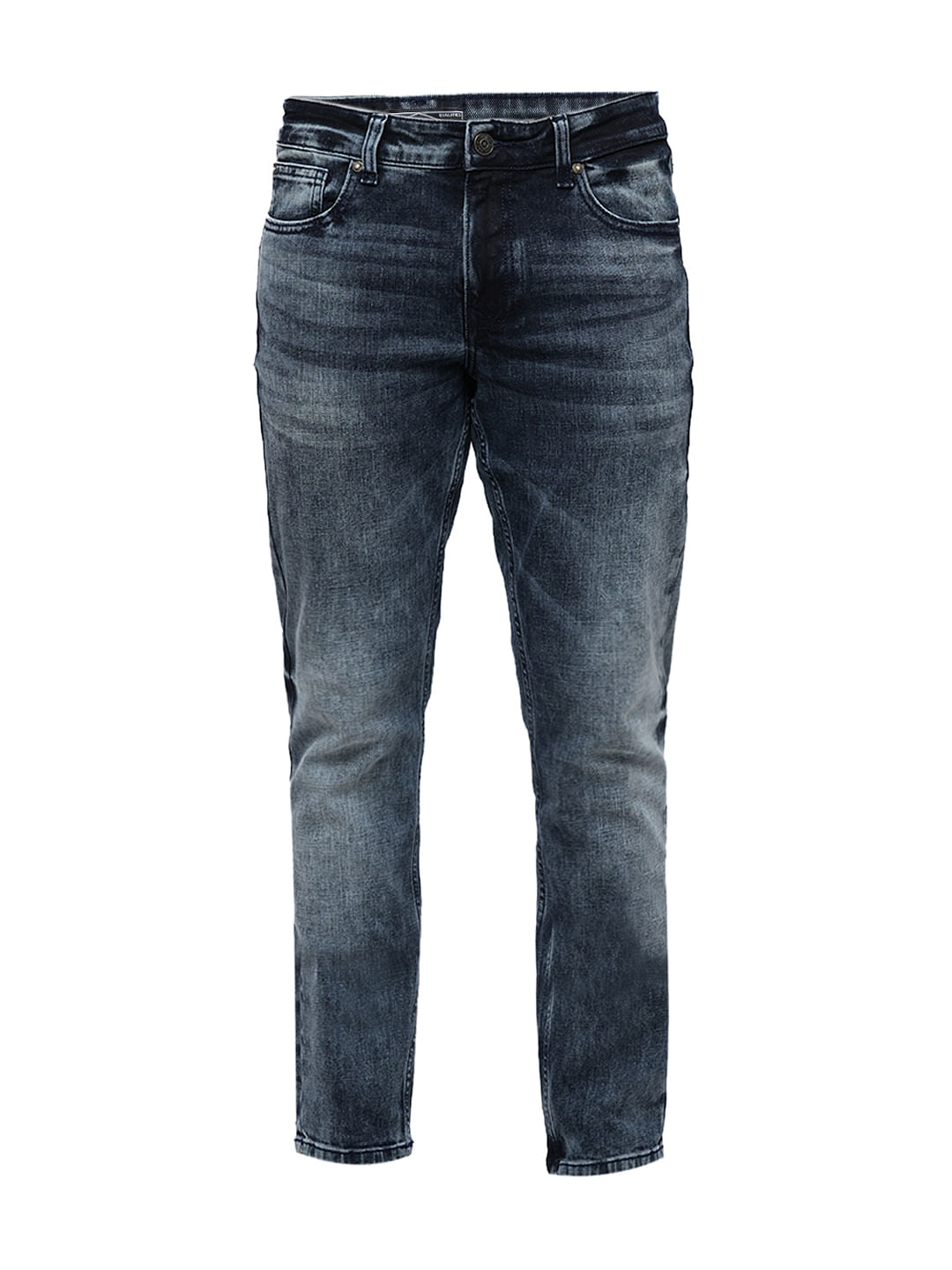 PRODUKT by JACK&JONES Dark Blue Mid Rise Washed Slim Fit Jeans