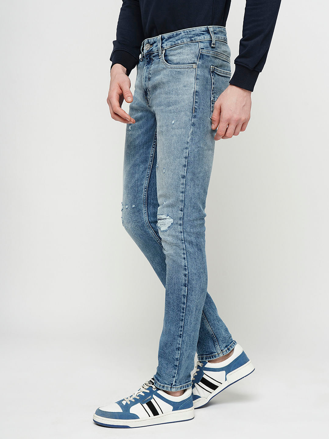 PRODUKT by JACK&JONES Light Blue Mid Rise Washed Slim Fit Jeans