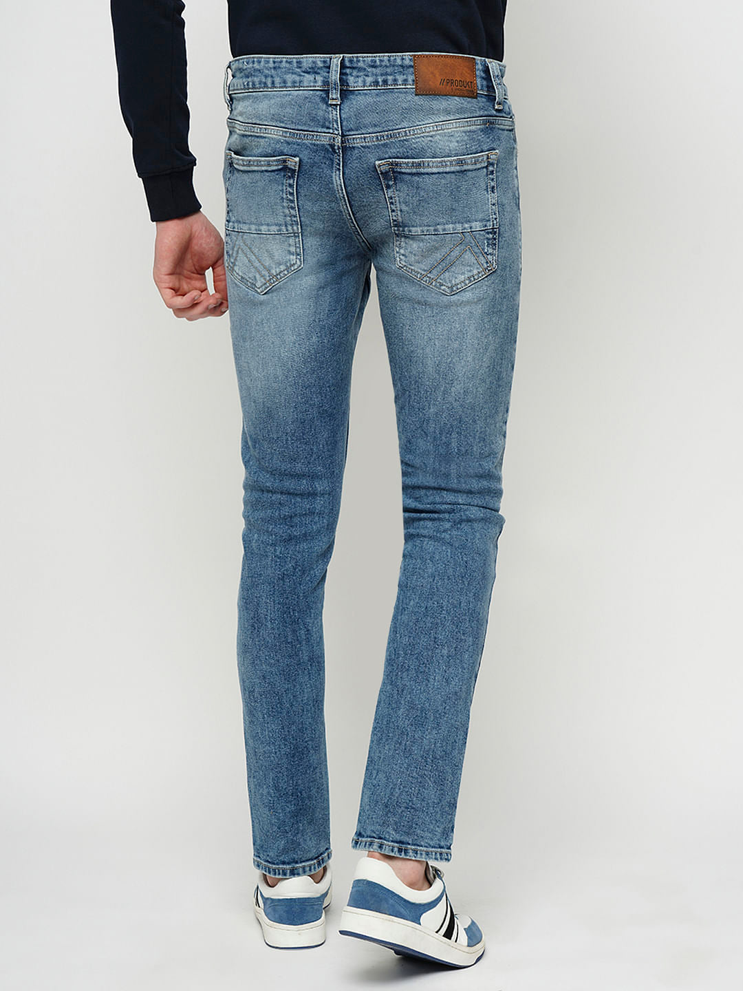 PRODUKT by JACK&JONES Light Blue Mid Rise Washed Slim Fit Jeans