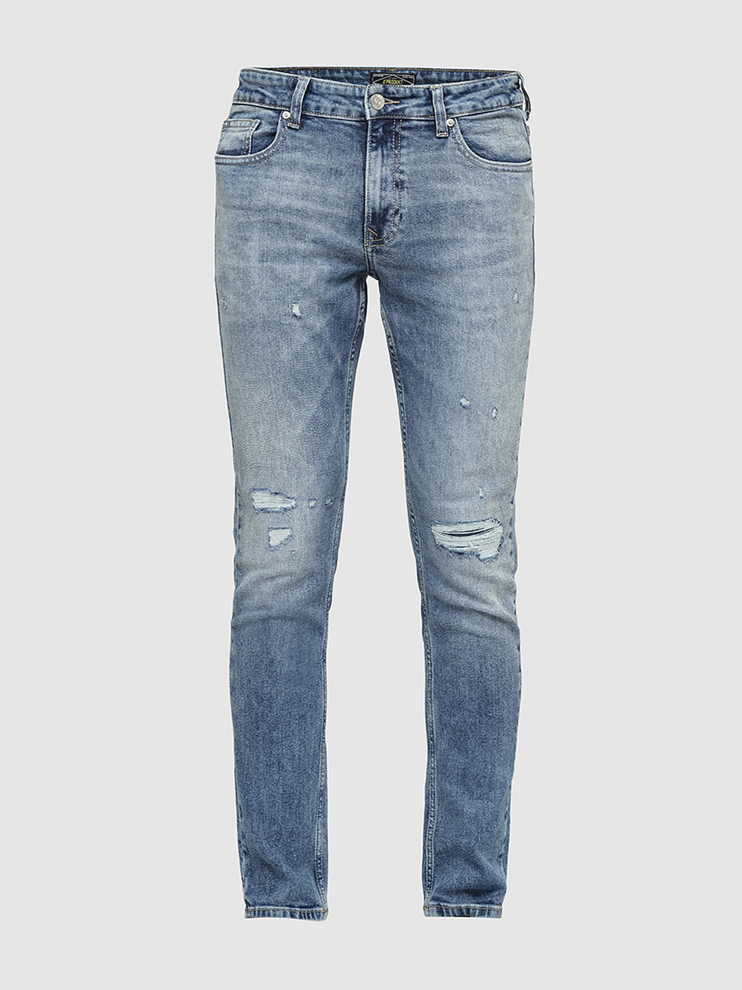 PRODUKT by JACK&JONES Light Blue Mid Rise Washed Slim Fit Jeans
