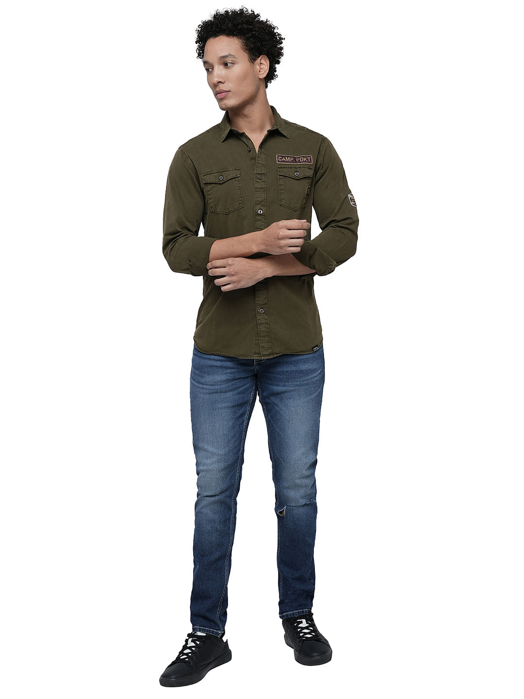 PRODUKT by JACK&JONES Blue Mid Rise Washed Slim Fit Jeans