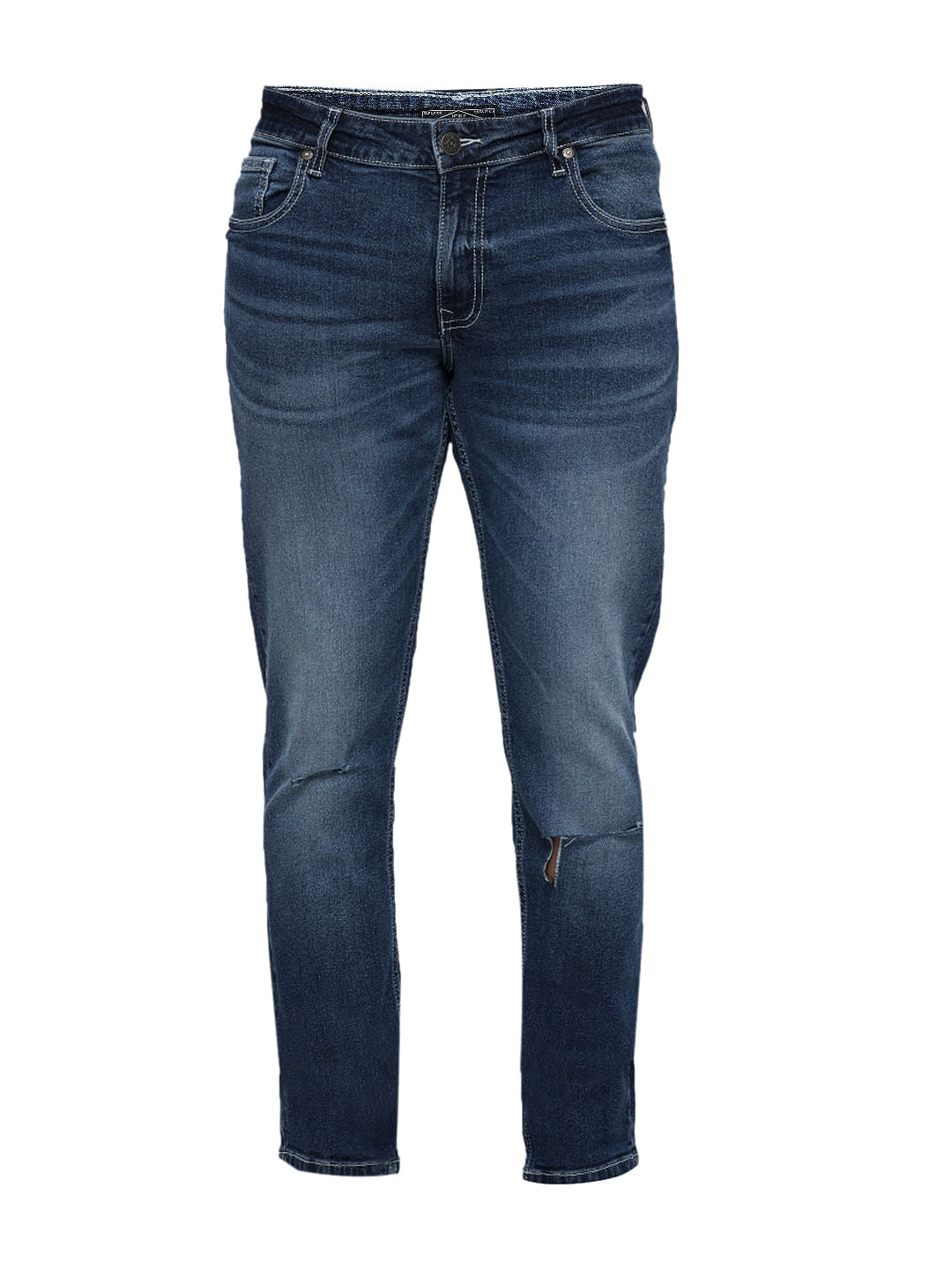 PRODUKT by JACK&JONES Blue Mid Rise Washed Slim Fit Jeans