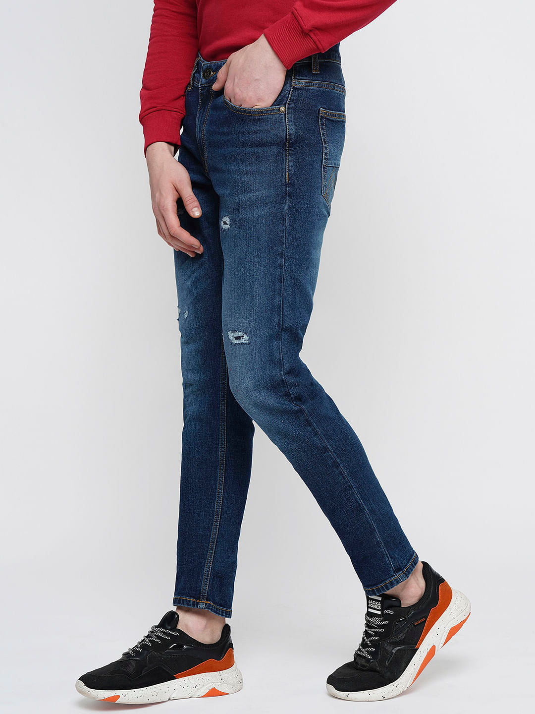 PRODUKT by JACK&JONES Dark Blue Mid Rise Washed Slim Fit Jeans