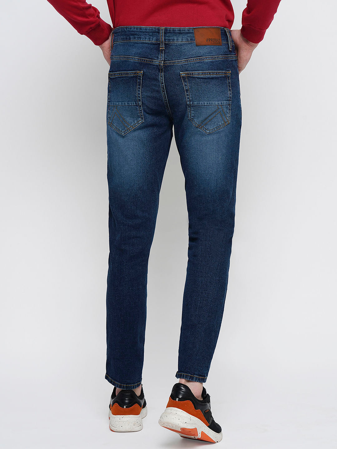 PRODUKT by JACK&JONES Dark Blue Mid Rise Washed Slim Fit Jeans