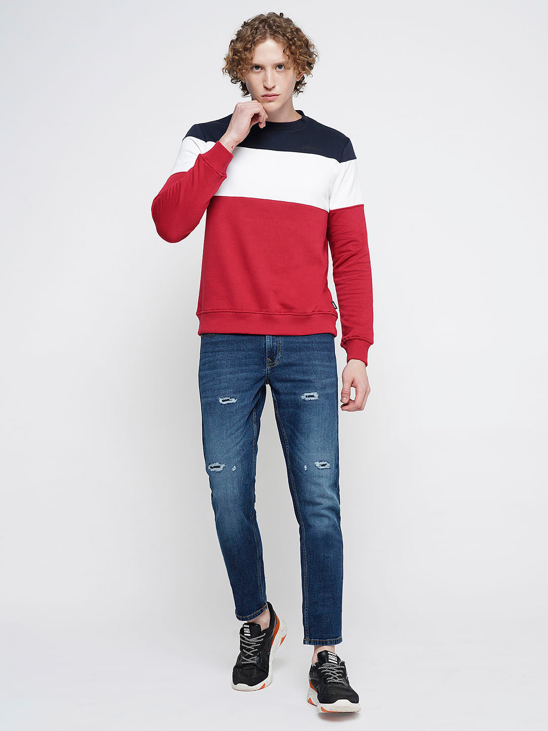 PRODUKT by JACK&JONES Dark Blue Mid Rise Washed Slim Fit Jeans