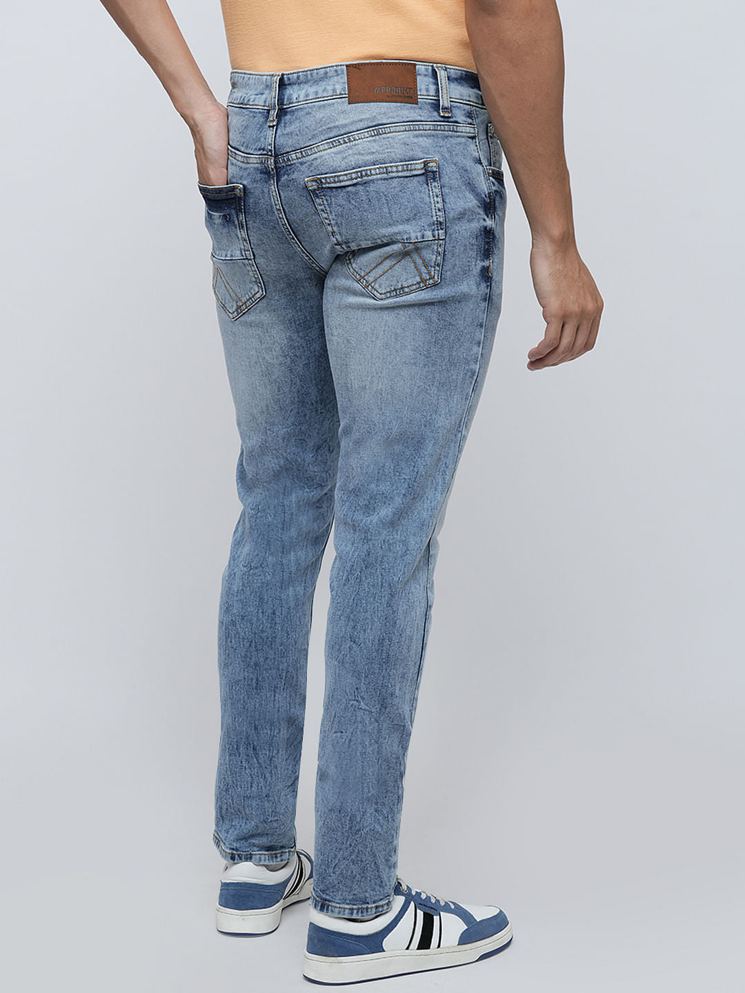 PRODUKT by JACK&JONES Light Blue Mid Rise Washed Slim Fit Jeans