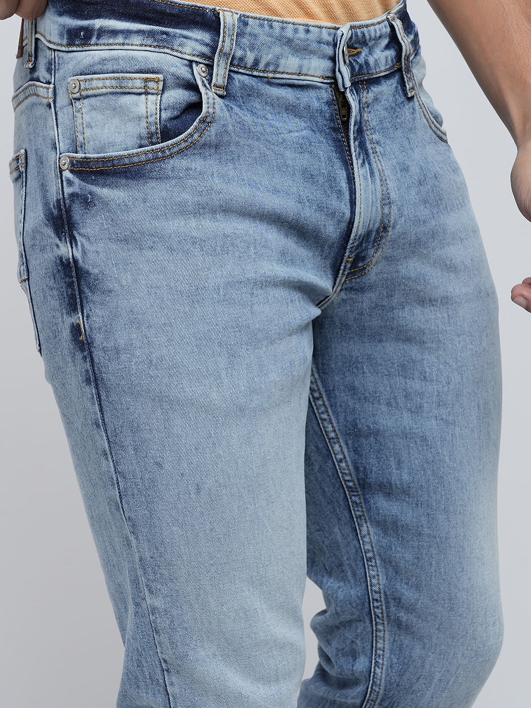 PRODUKT by JACK&JONES Light Blue Mid Rise Washed Slim Fit Jeans