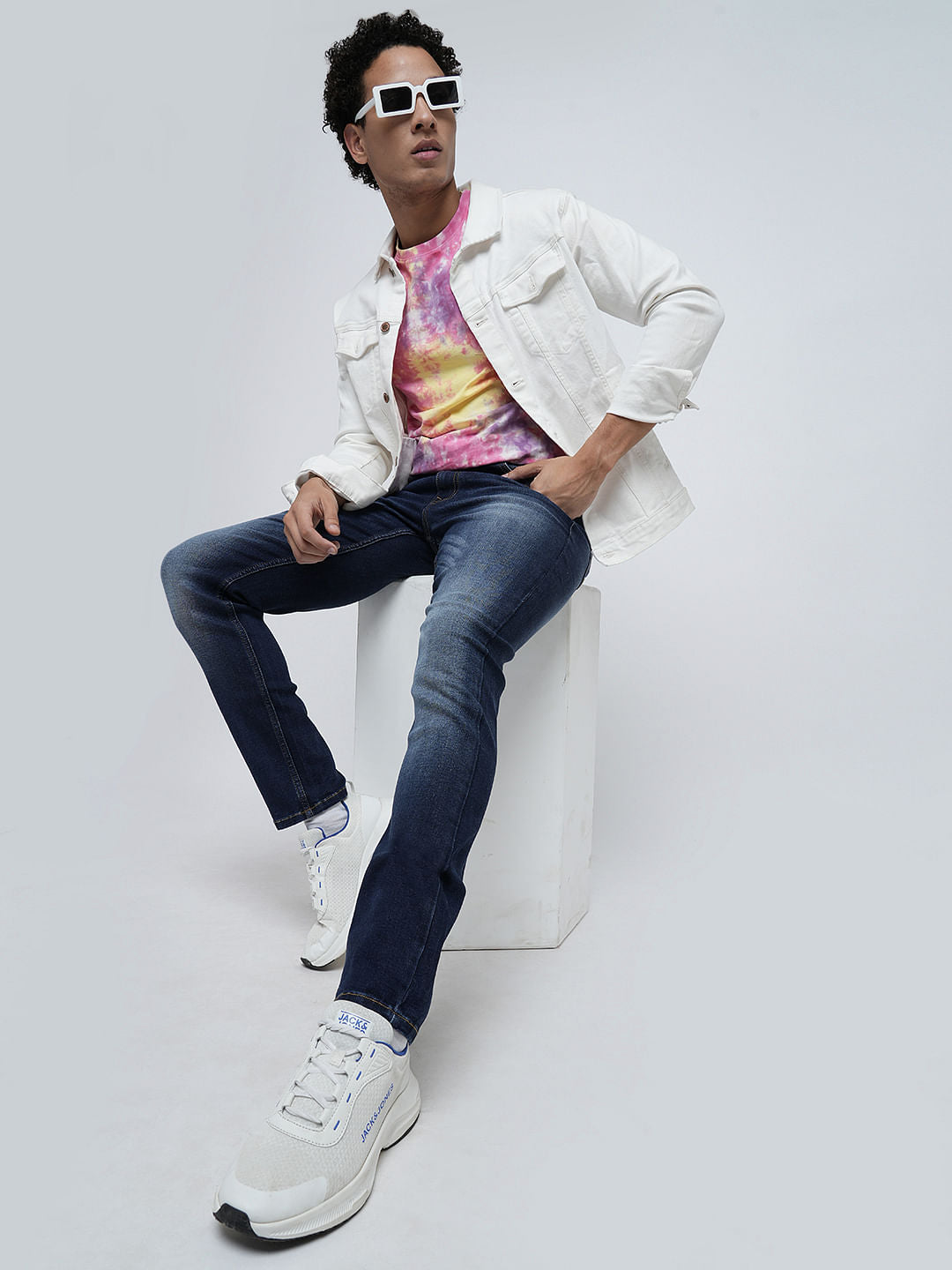 PRODUKT by JACK&JONES Blue Mid Rise Washed Slim Fit Jeans - 28
