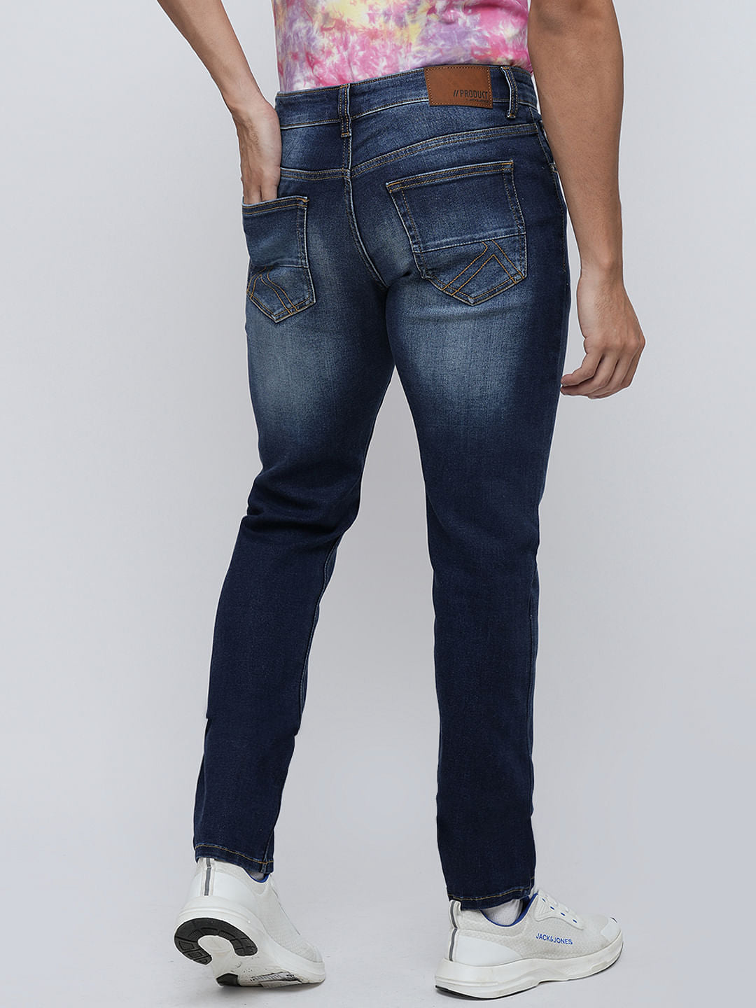 PRODUKT by JACK&JONES Blue Mid Rise Washed Slim Fit Jeans