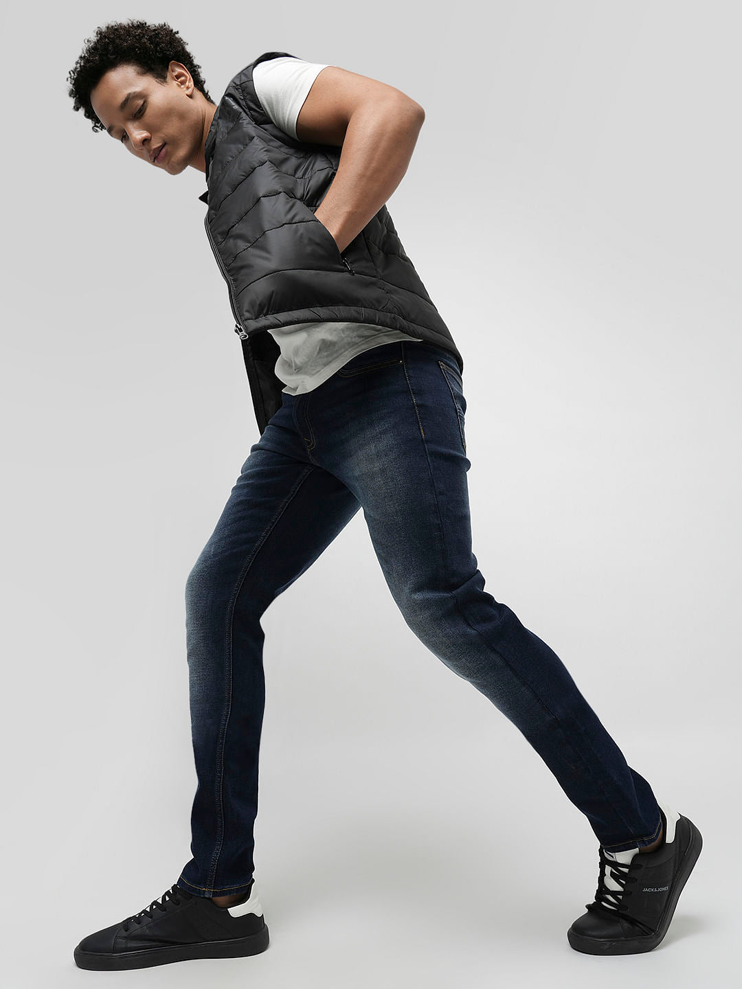 PRODUKT by JACK&JONES Blue Mid Rise Washed Slim Fit Jeans - 28