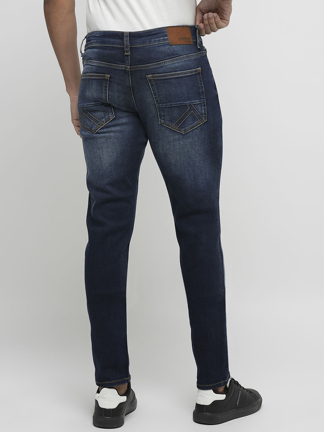 PRODUKT by JACK&JONES Blue Mid Rise Washed Slim Fit Jeans