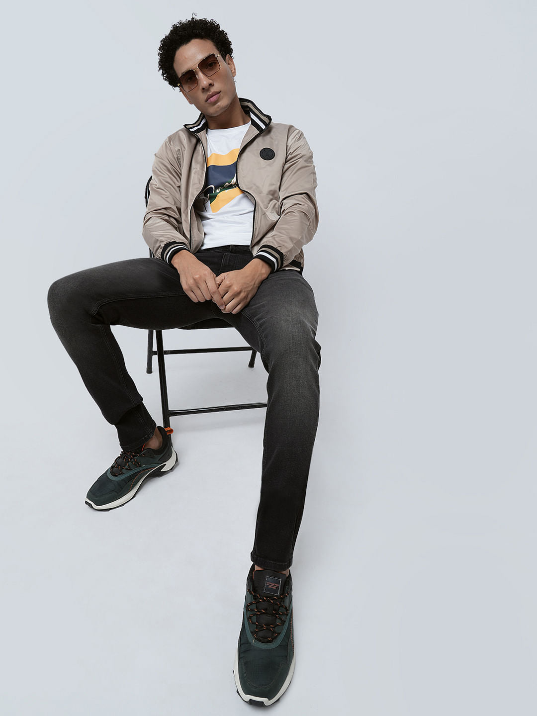 PRODUKT by JACK&JONES Black Mid Rise Washed Slim Fit Jeans