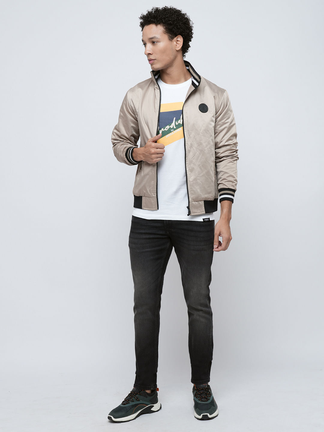 PRODUKT by JACK&JONES Black Mid Rise Washed Slim Fit Jeans