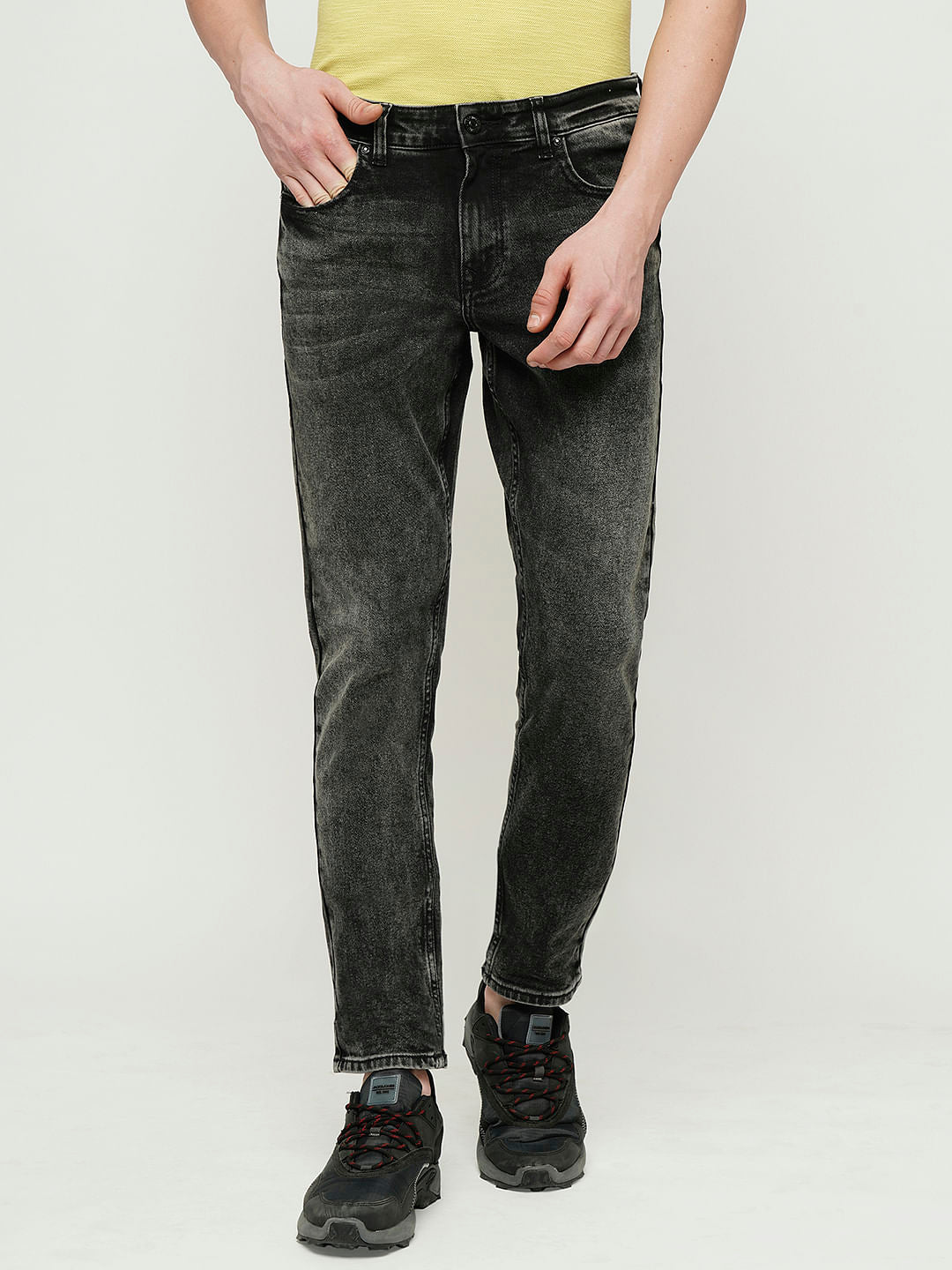 PRODUKT by JACK&JONES Grey Mid Rise Washed Slim Fit Jeans