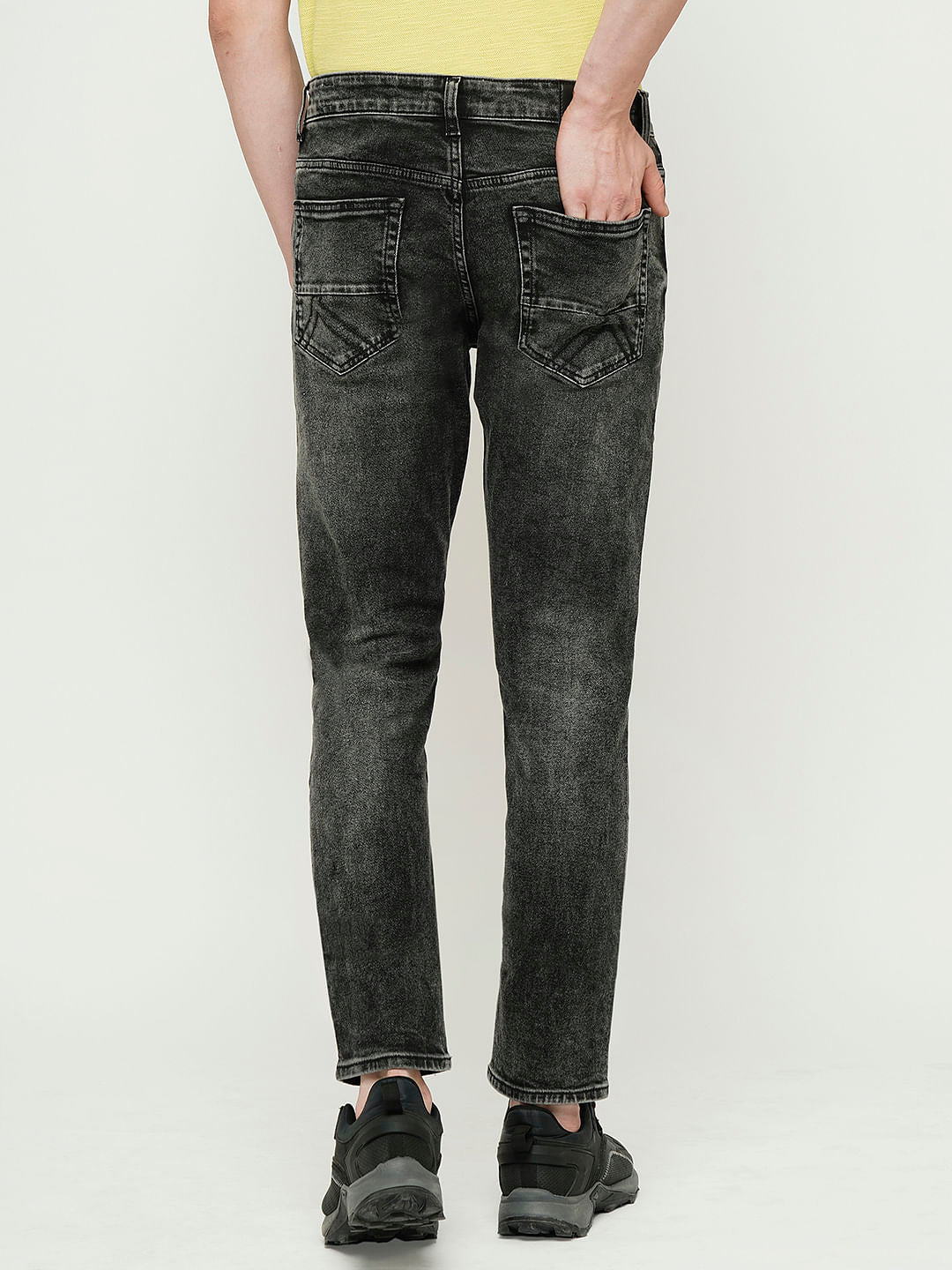 PRODUKT by JACK&JONES Grey Mid Rise Washed Slim Fit Jeans