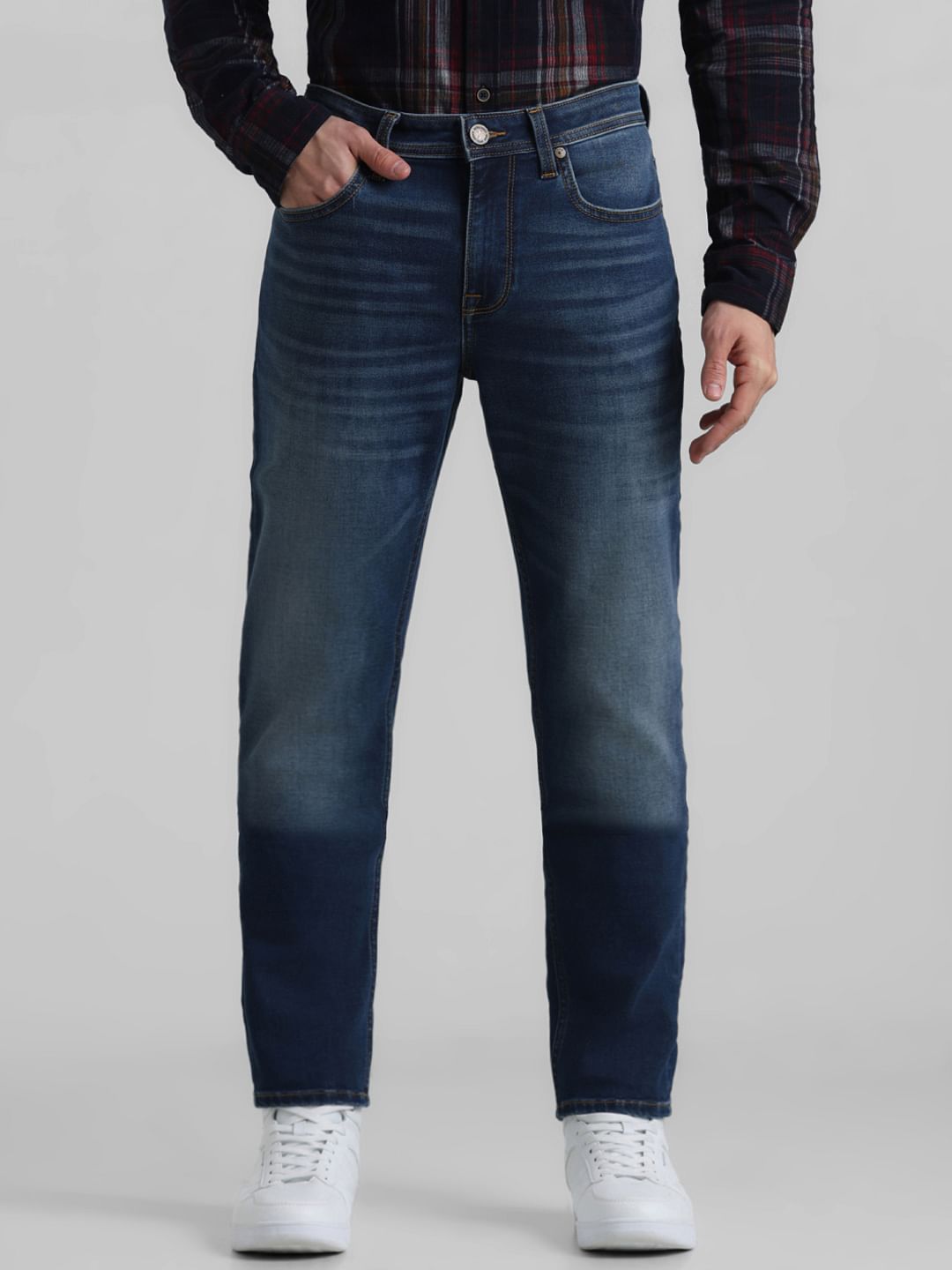 Blue Low Rise Washed Glenn Slim Jeans - 28/30