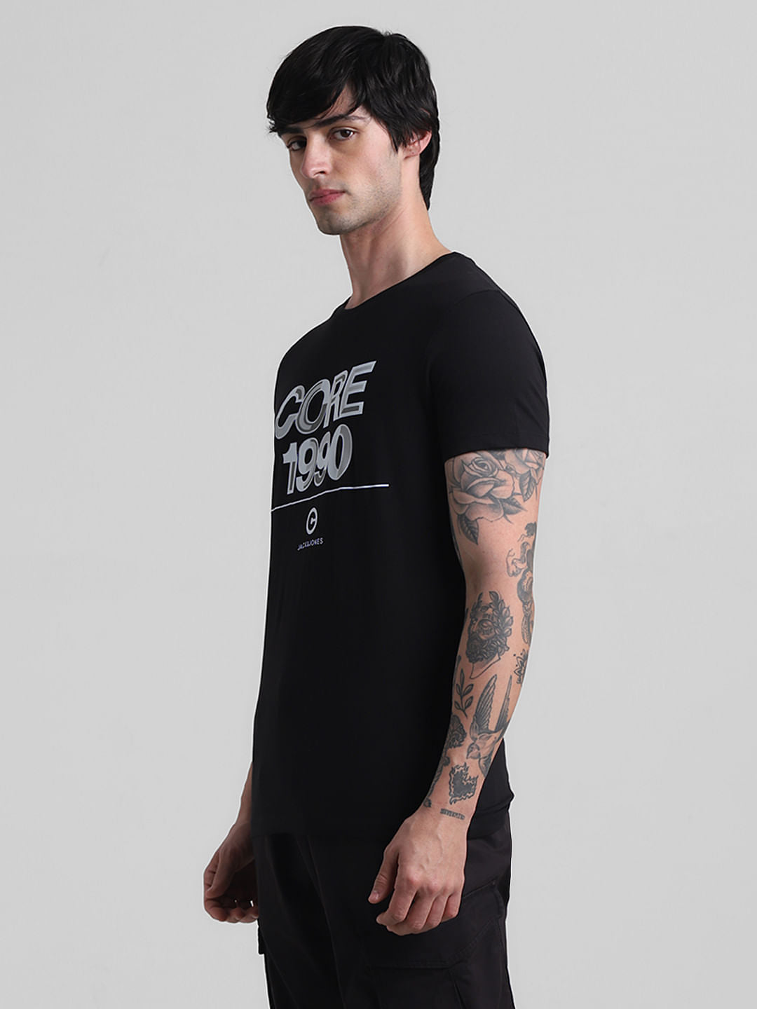 Black Printed Crew Neck T-shirt