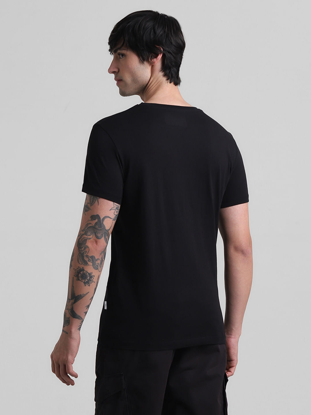 Black Printed Crew Neck T-shirt