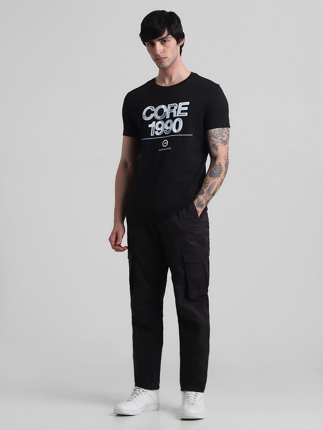 Black Printed Crew Neck T-shirt