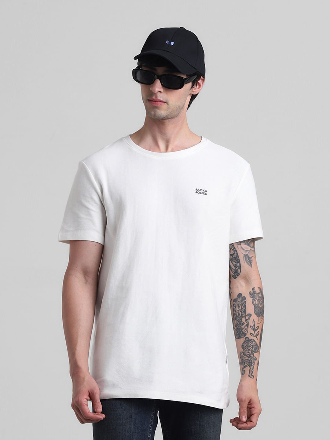 White Oversized Crew Neck T-shirt - S