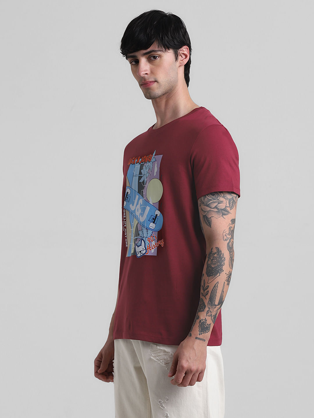 Red Printed Crew Neck T-shirt