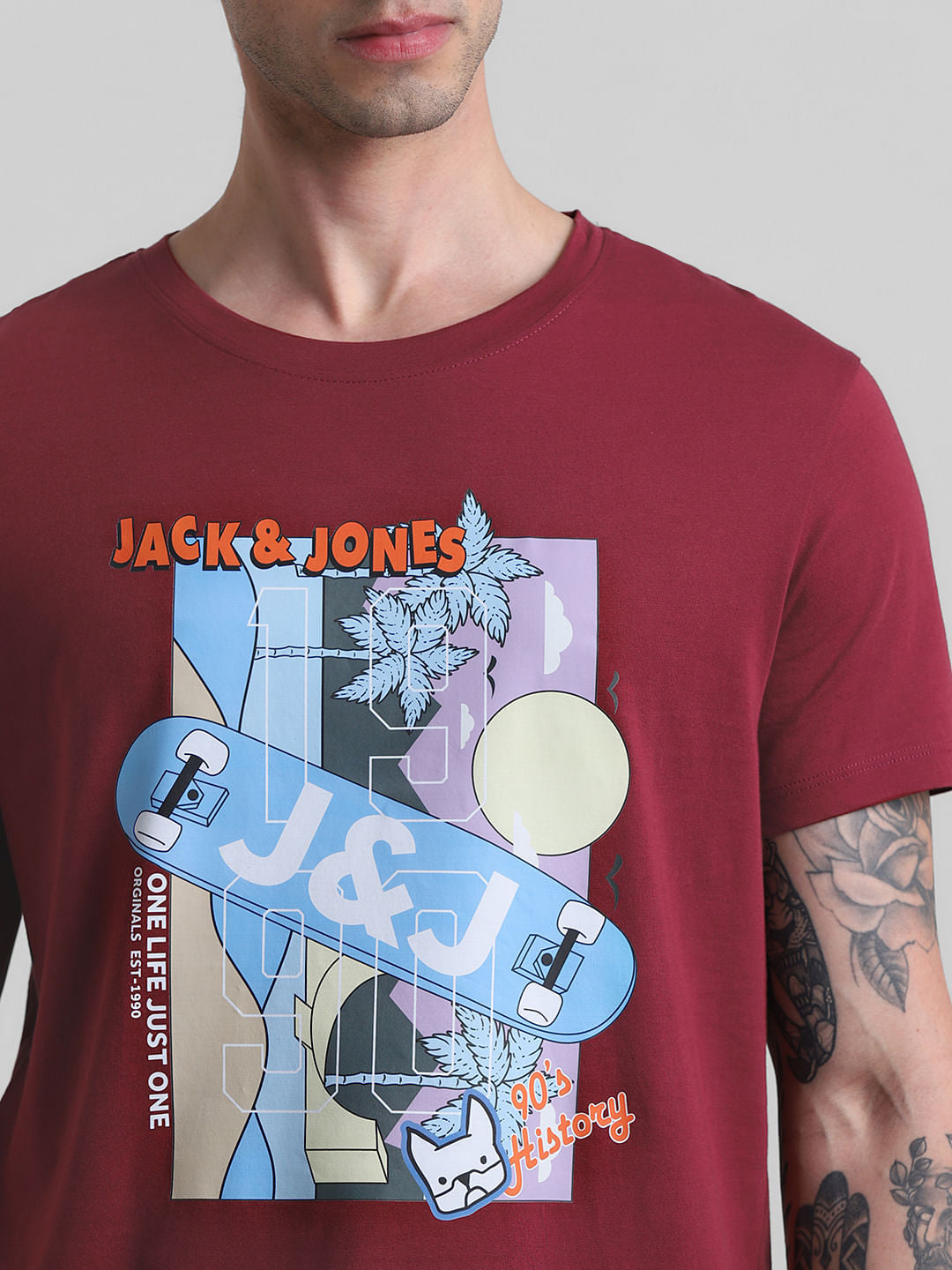 Red Printed Crew Neck T-shirt