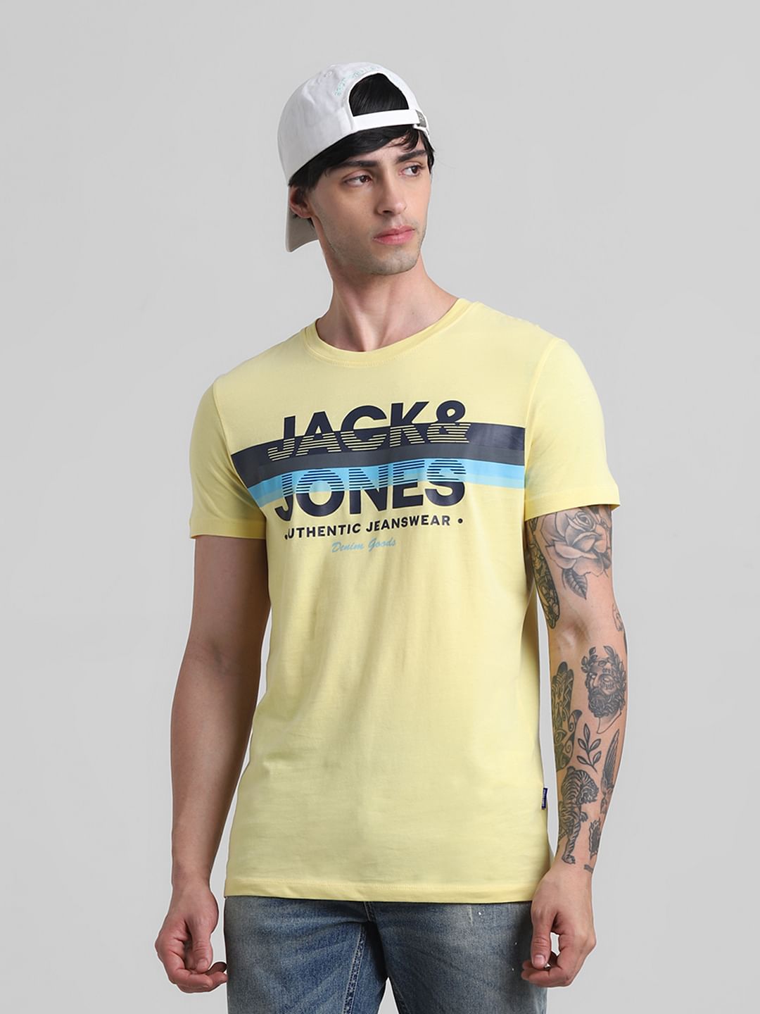 Yellow Printed Crew Neck T-shirt