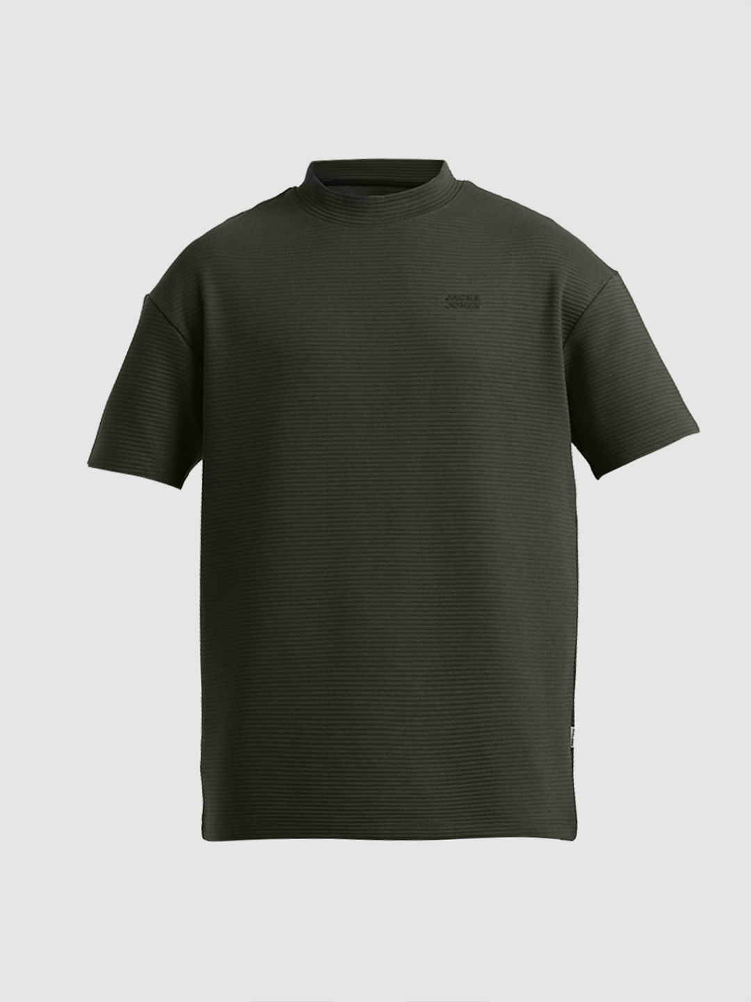 Green Textured Knit Oversized T-shirt