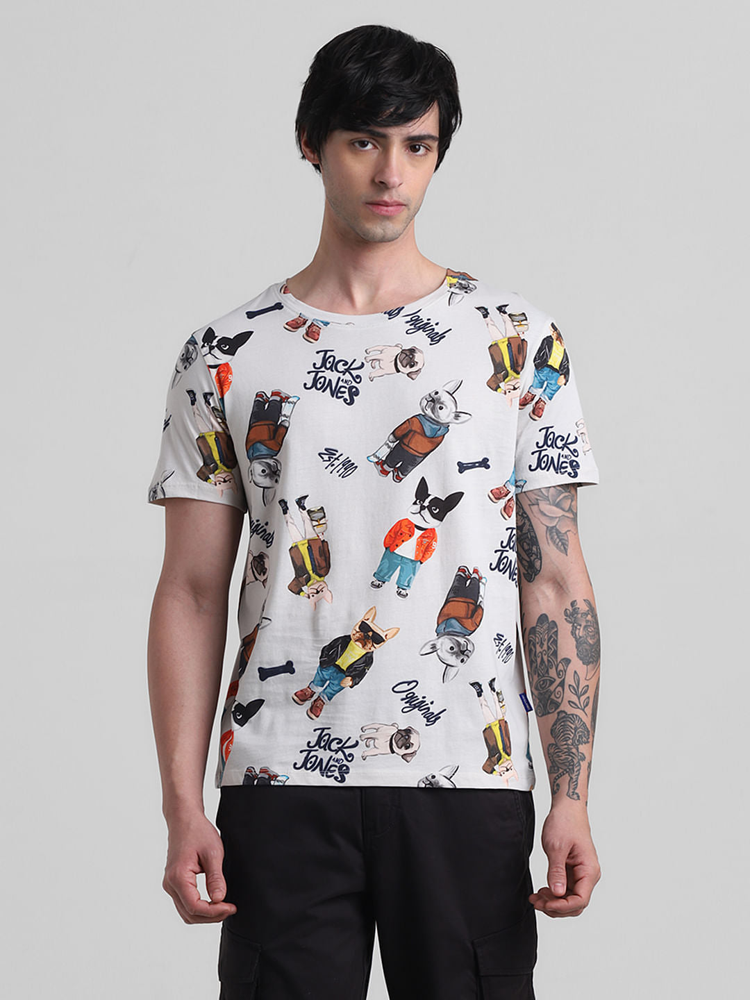 White Printed Crew Neck T-shirt