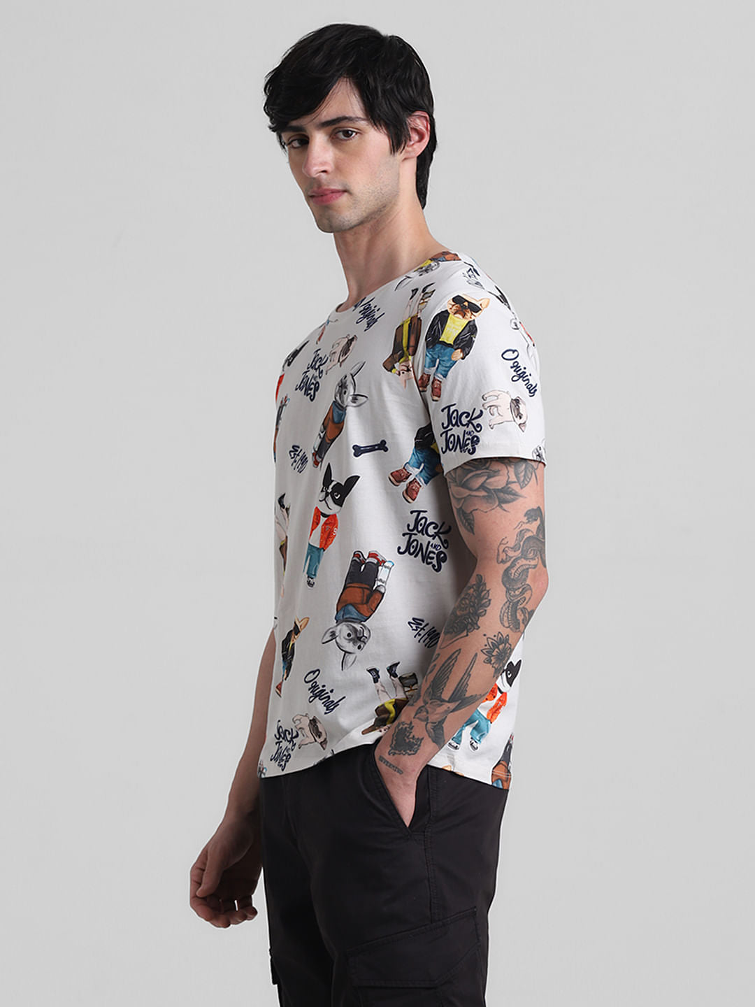 White Printed Crew Neck T-shirt